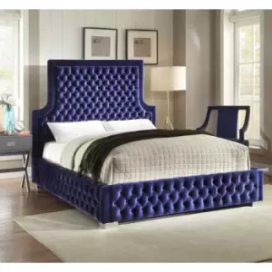 Image of Yanis Bed Small Double Plush Velvet Blue