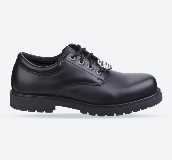 Image of Skechers Work Cottonwold Elks Derby Shoe - Black Size 9, Men Black VXJ26 Male 9