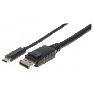 Image of Manhattan USB-C to DisplayPort Cable 4K 1m Male to Male 3840x2160@60Hz; 4K Ultra HD Video Aspect Ratio 21:9 Black Polybag