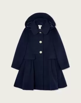 Image of Pocket Detail Pleated Hooded Coat