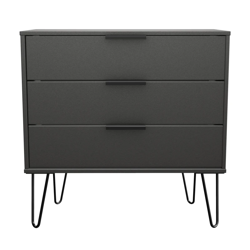 Image of Osaka 3 Drawer Chest Of Drawers In Graphite (Ready Assembled)
