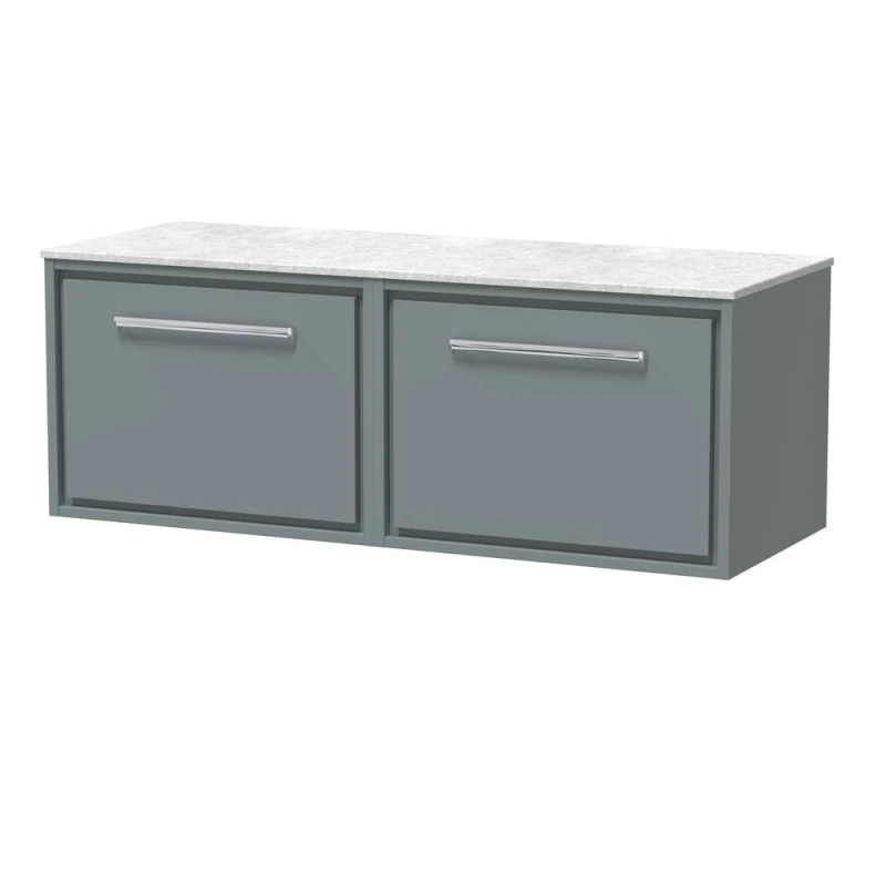 Image of Balterley 1200mm Wall Hung Single Drawer Vanity & Marble Worktop - Coastal Grey Grey Unisex