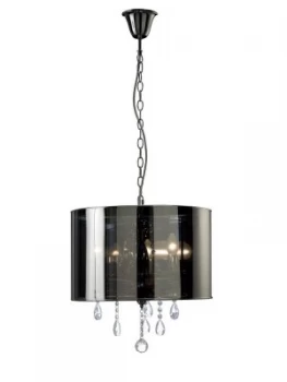 Image of Ceiling Pendant with Chrome Shade 3 Light Polished Chrome, Crystal
