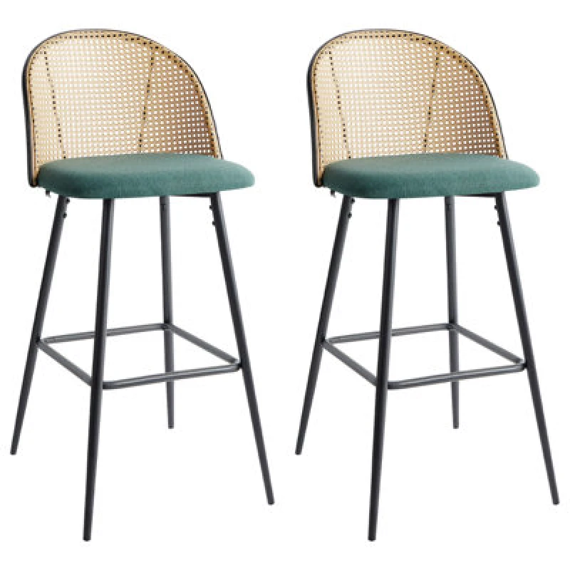 Image of Beliani Set Of 2 Bar Chairs Cornell Metal Green