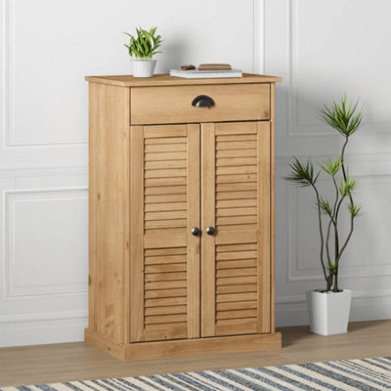 Image of Vidaxl Shoe Cabinet Vigo 60X35X96cm Solid Wood Pine