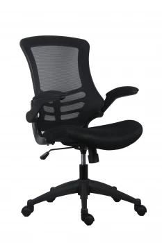 Image of Marlos Mesh Back Office Chair With Folding Arms - Black