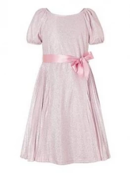 Image of Monsoon Girls Mercury Shimmer Pleated Dress - Pink, Size 6 Years, Women