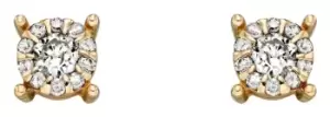 Image of Elements Gold GE2289 9k Yellow Gold Diamond Cluster Stud Jewellery
