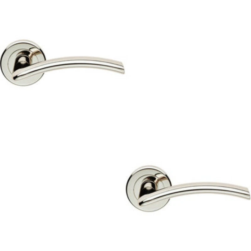 Image of Loops 2x PAIR Flat Arched Style Handle on Round Rose Concealed Fix Polished Nickel Metallics