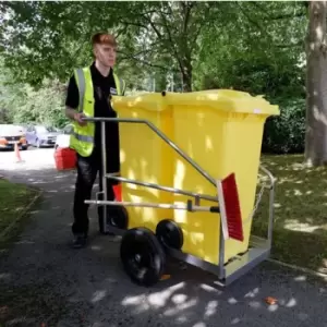 Image of Slingsby Street Orderely Barrow With 2 x 120L Yellow Bins Brush and Shovel