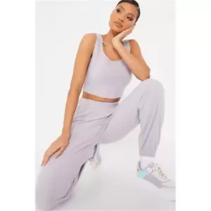 Image of I Saw It First Grey Brushed Rib Sleeveless Crop Top - Grey