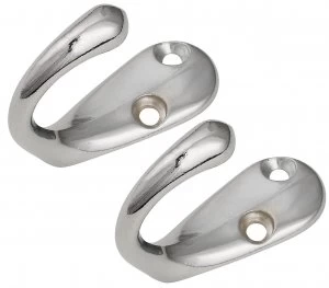 Image of Wickes One Prong Hook - Chrome Pack of 2