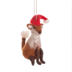Image of Fox in Hat Felt Decoration