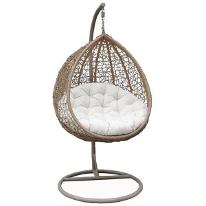 Image of Charles Bentley Hanging Swing Chair Seat - Brown and Cream