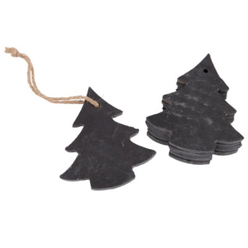 Image of Nicola Spring Slate Christmas Tree Decorations - 7 X 8Cm - Tree - Pack Of 6