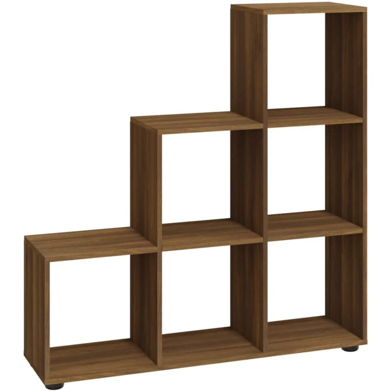 Image of vidaXL Staircase Bookcase Brown Oak 107cm Engineered Wood, Brown 342608