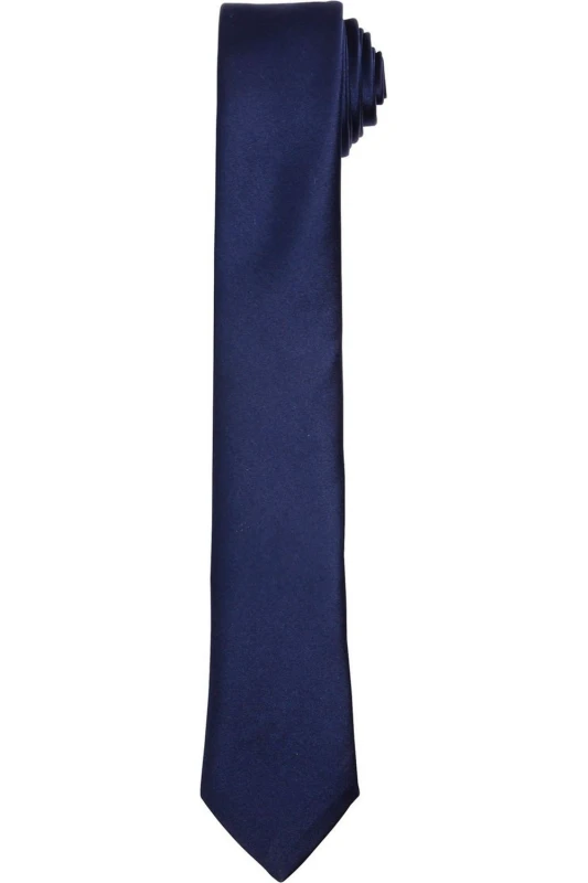 Image of Premier Premier Slim Tie in Navy Navy One Size Unisex 5063470840717