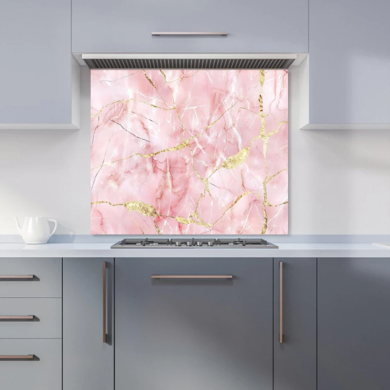 Image of Warren Reed - Designer Rose Marble Effect Kitchen Splashback in Pink Size: 700mm x 650mm Pink Unisex 700mm x 650mm