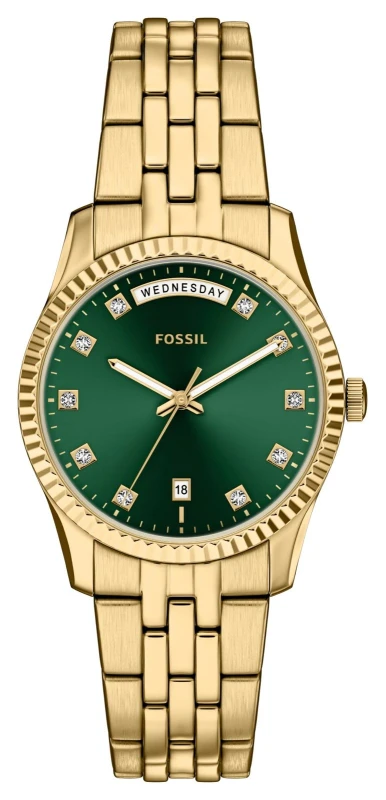 Image of Fossil ES5460 Scarlette Day/Date (34mm) Green Sunray Dial / Watch