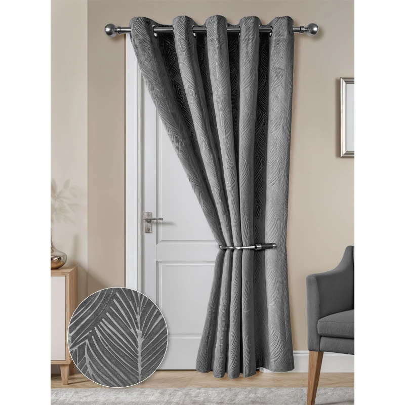 Image of Emma Barclay Eyelet Door Curtain Thermal Blackout Twilight Charcoal unisex 168x213cm