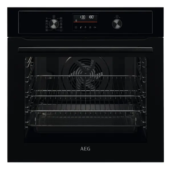 Image of AEG 6000 Series BPX535061B Built In Electric Single Oven and Pyrolytic Cleaning - Black - A+ Rated