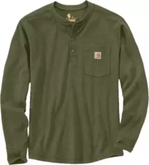 Image of Carhartt Henley Pocket Thermal Longsleeve Shirt, green, Size 2XL, green, Size 2XL