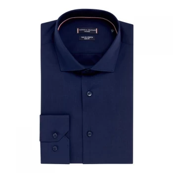 Image of Tommy Hilfiger Slim Fit Stretch Poplin Shirt - Navy 429