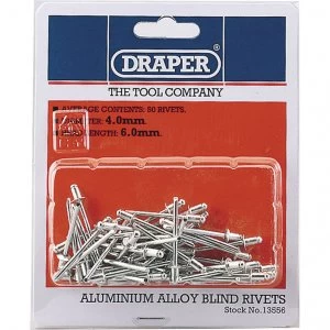 Image of Draper Aluminium Pop Rivets 4mm 5.6mm Pack of 50