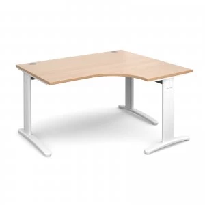 Image of TR10 Deluxe Right Hand Ergonomic Desk 1400mm - White Frame Beech Top