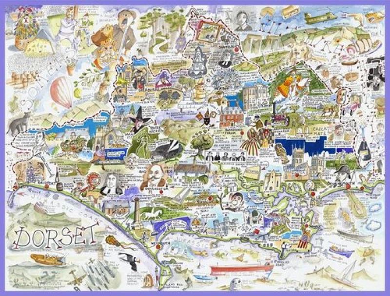 Image of Tim Bulmer Map of Dorset - Tim Bulmer 1000 Piece Jigsaw Puzzle