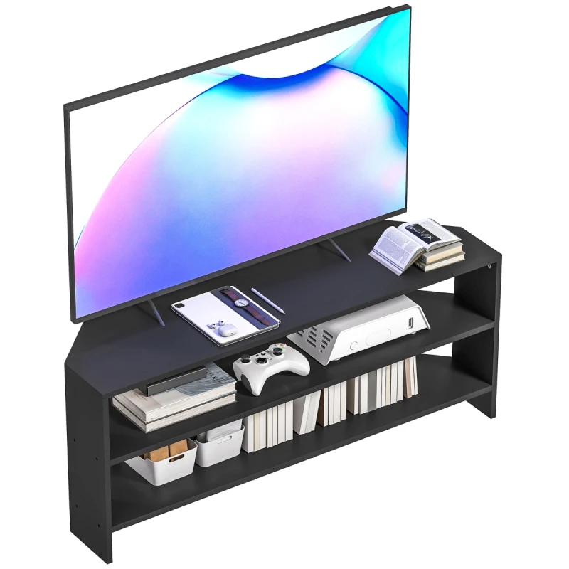 Image of HOMCOM HOMCOM Corner TV Stand for TVs up to 47", TV Unit with Open Shelves in Black One Size Unisex 5063603626119