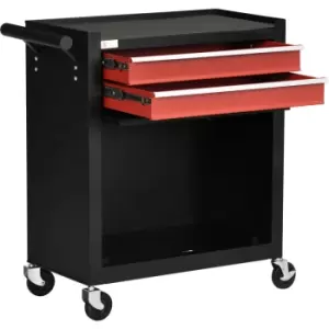 Image of DURHAND 2 Drawers Machinist Tool Chest with Ball Bearing Runners and Cabinet - Black