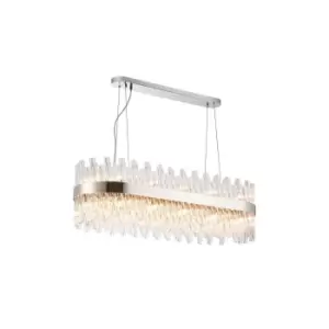 Image of Lysander 24 Light G9, Ceiling Pendant Oblong, Polished Nickel, Clear Item Weight: 22.65kg
