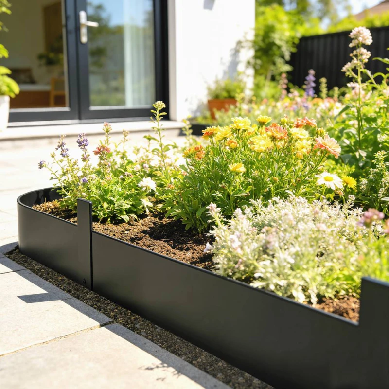 Image of Outsunny 5Pcs Garden Fence, No Dig Metal Outdoor Picket Fence Panels, Black