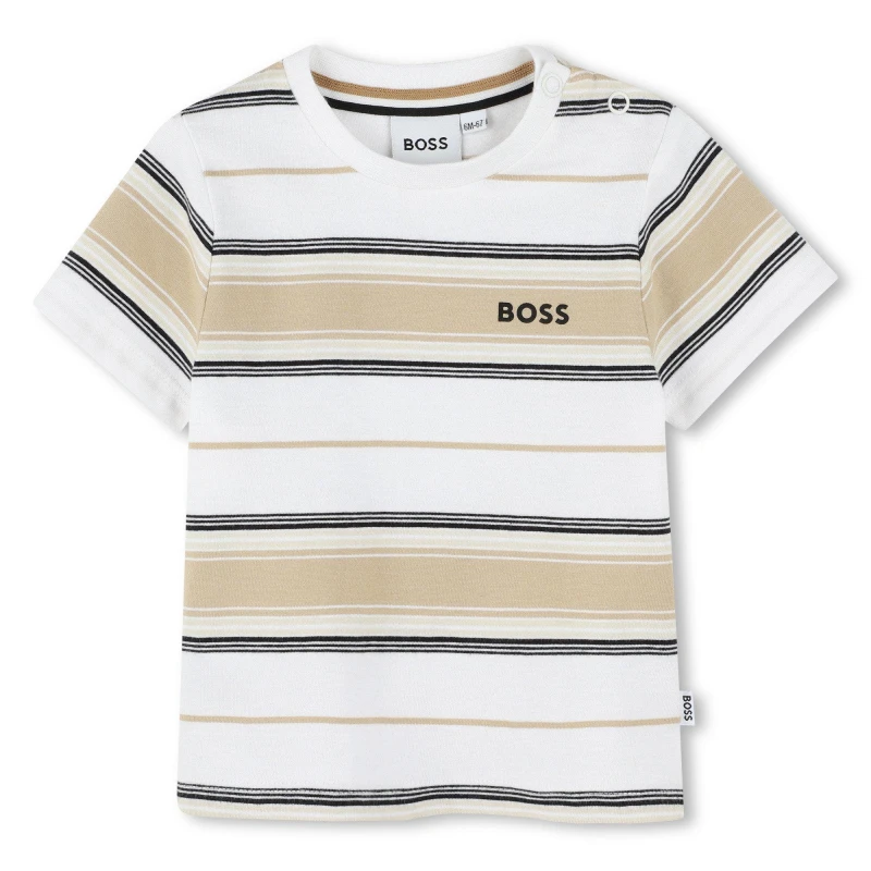 Image of Boss Kids Stripe T-Shirt Sand 249 male 9 Mnth