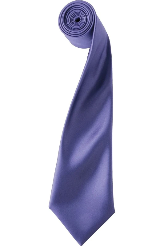 Image of Premier Premier Men Plain Satin Tie (Narrow Blade) in Purple Purple One Size Male 5055805453389