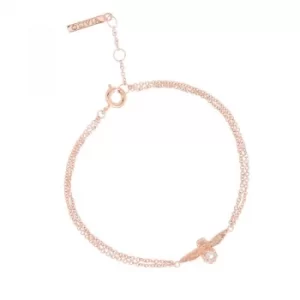 Image of Ladies Olivia Burton Rose Gold Plated Rose Quartz Bejewelled Bee Chain Bracelet
