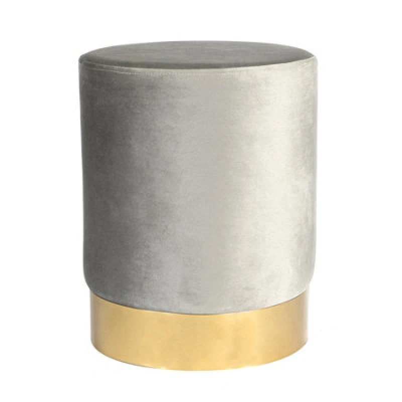 Image of Harbour Housewares Velvet Pouffe - Round Luxe Living Room Bedroom Dressing Table Accent Footstool - 29 X 36Cm - Grey