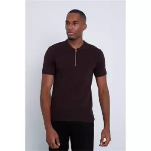 Image of I Saw It First Slim Fit Half Zip Zip Through Top - Brown