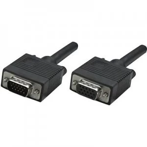 Image of Manhattan VGA Cable 3m screwable, incl. ferrite core Black [1x VGA plug - 1x VGA socket]