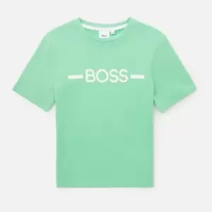 Image of Hugo Boss Boys' Line Logo Short Sleeve T-Shirt - Green - 6 Years