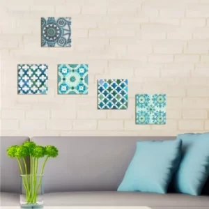 Image of UTB107 Blue Green White Decorative MDF Painting (5 Pieces)