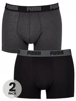 Image of Puma Basic Boxer Shorts (2 Pack) - Grey/Black , Grey/Black Size XL Men