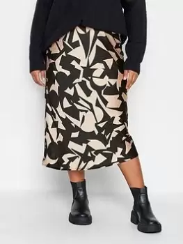 Image of Yours Bias Cut Skirt Mono Abstract, Black, Size 22-24, Women