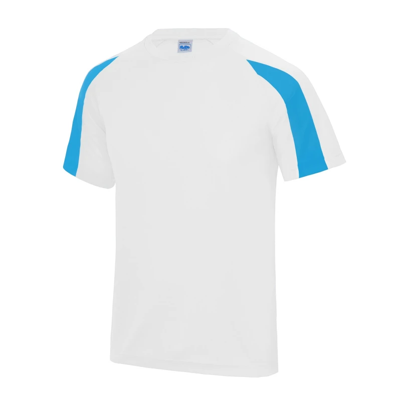 Image of Just Cool Just Cool Men Contrast Cool Sports Plain T-Shirt in White Size: Small White S Male 5055747891553