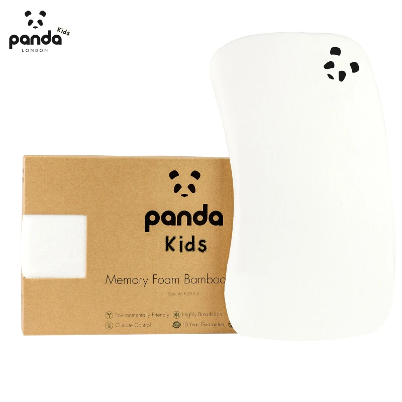 Image of Panda London Memory Foam Bamboo Baby Pillow in White White Unisex