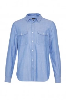 Image of Mens French Connection Double Chambray Shirt Blue MarineMilk