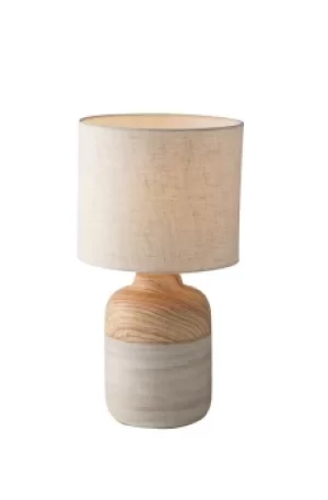 Image of Woody Ceramic Table Lamp With Fabric Shade, Natural Wood Sand, E27