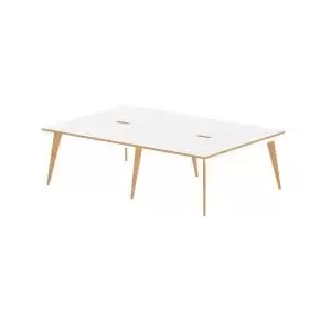 Image of Oslo B2B White Frame Wooden Leg Bench Desk 1200 White With Natural