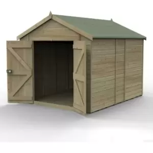 Image of 10' x 8' Forest Timberdale 25yr Guarantee Tongue & Groove Pressure Treated Windowless Double Door Apex Shed (3.06m x 2.52m) - Natural Timber